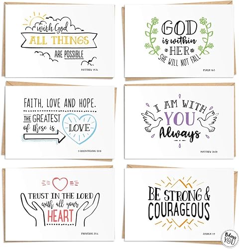 Paquete de 120 tarjetas inspiradoras – Tarjetas cristianas con aliento de las Escrituras – Tarjetas de felicitación cristianas – Sobres y etiquetas
