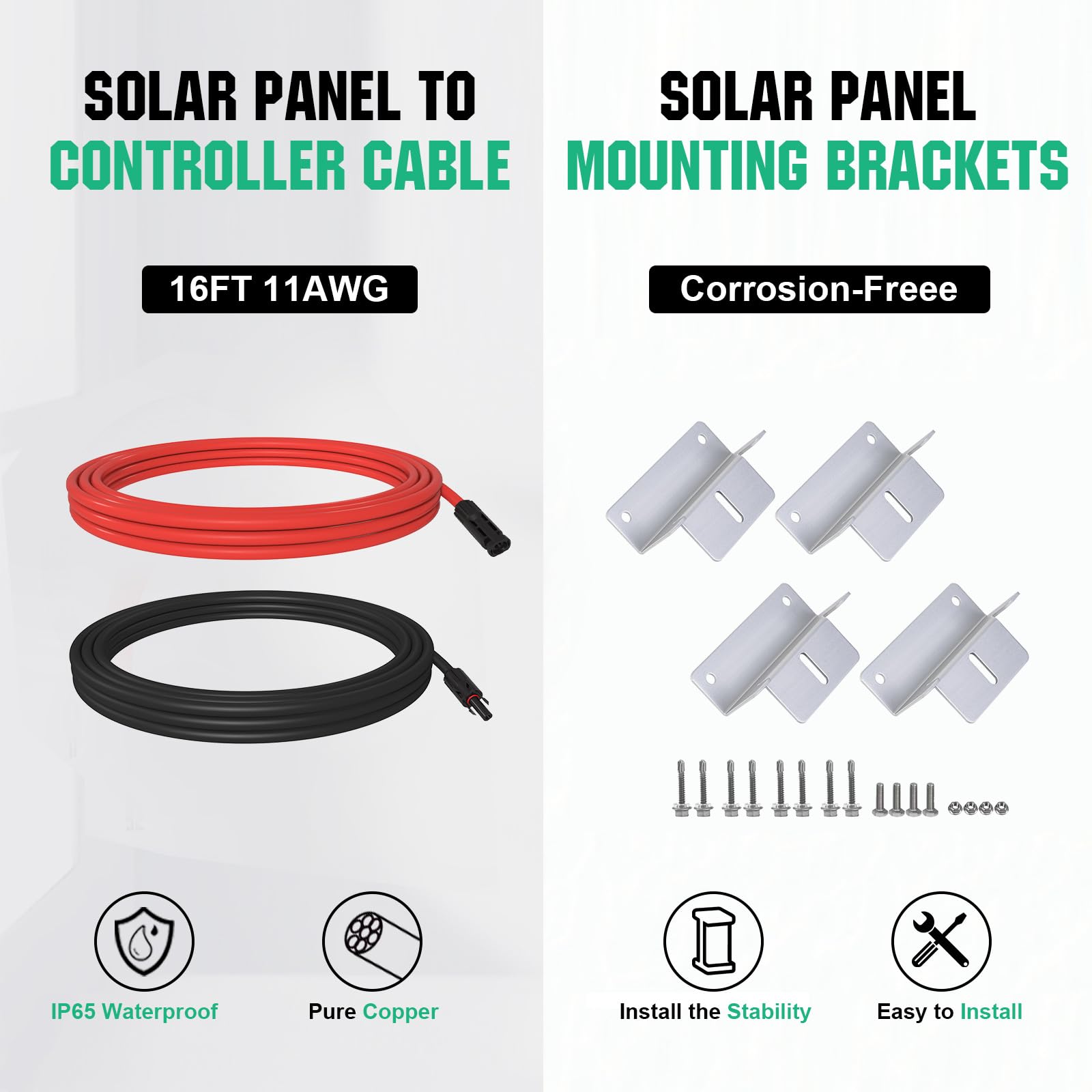 ECO-WORTHY 120W Solarpanel Kit: 120W12V Monokristallinem Solarmodul + 30 A Solarladeregler + 5m Solarkabel + Z-Befestigungsklammern für Wohnmobil,Wohnwagen,Haushalt und Off-Grid-System