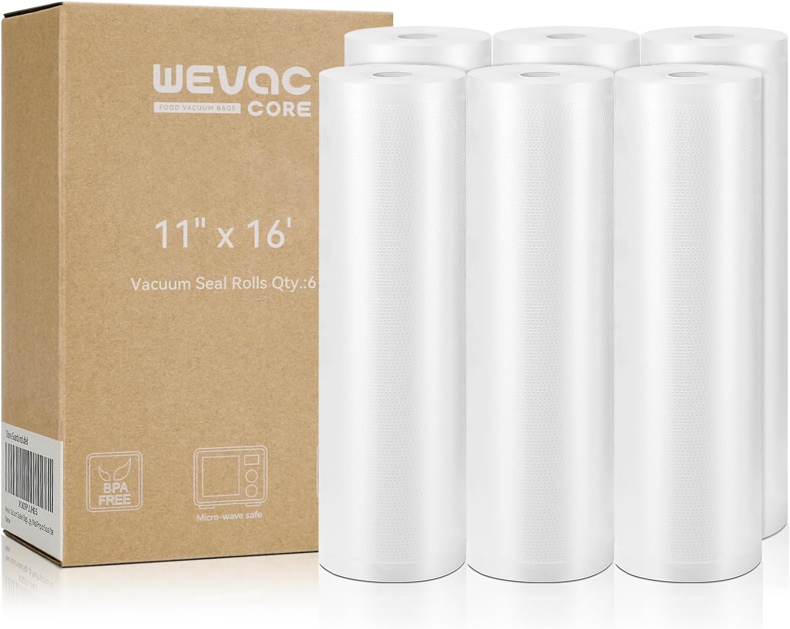 Wevac Vacuum Sealer Bags 11x16' Rolls 3 pack for Food Saver, Seal a Meal, Weston. Commercial Grade, BPA Free, Heavy Duty, Great for vac storage, Meal Prep or Sous Vide