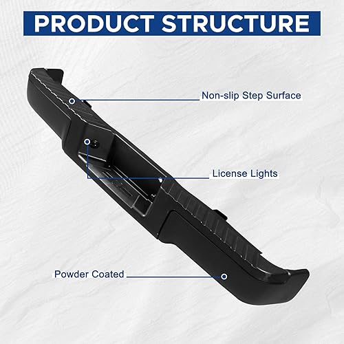 Miniatura 3 de Ensamble de Parachoques Trasero Negro Peforway Compatible con Ford F150 Pickup 2009-2014 Reemplazo para FO1103161 sin Orificios para Sensores de