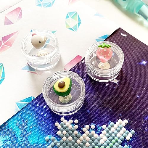 Miniatura 6 de 3 piezas de cubierta de pintura de diamante para organizar taladros de basura y cera, lindo aguacate fresa decoración taladro colector cubierta