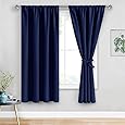 RYB HOME Living Room Blackout Curtain Panels Door Drapes Rod Pocket Window Treatments Energy Efficient Blocking Lights for Boy's Room Kitchen, Wide 42 by Long 72 inch, Marine Blue, 2 Panels