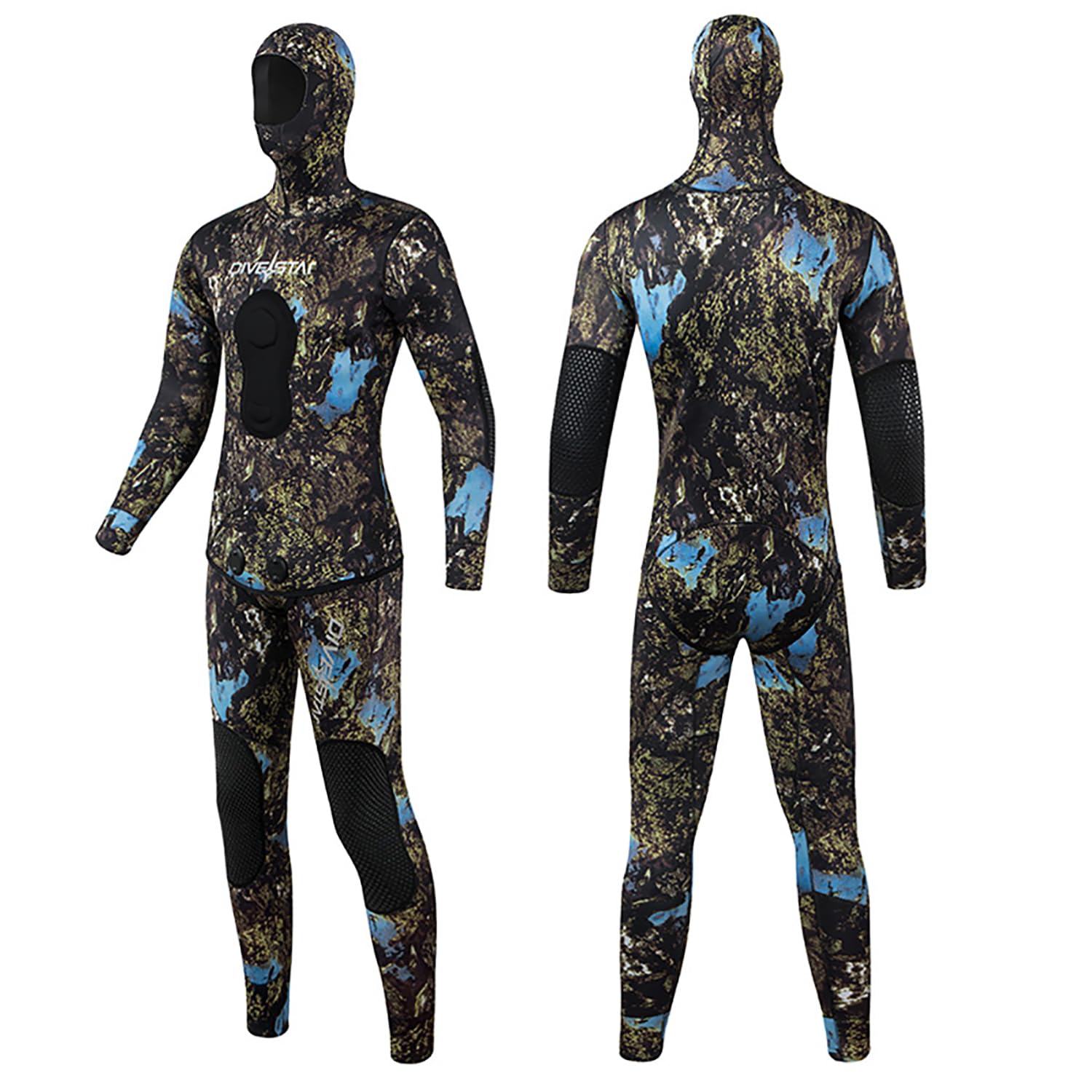 Muta da Pesca in Apnea in Neoprene da 7 Mm, 2 Pezzi, Muta da Immersione Mimetica La Cui Colorazione può Variare in Base All'ambiente per Il Nuoto in Acque Fresche E Il Nuoto Subacqueo