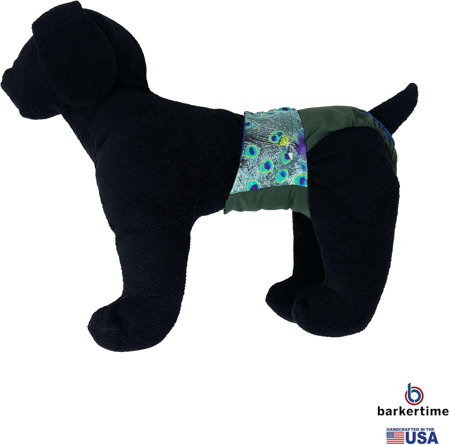 Peacock on Green Dog Diaper, XS, with Tail Hole - Made in USA