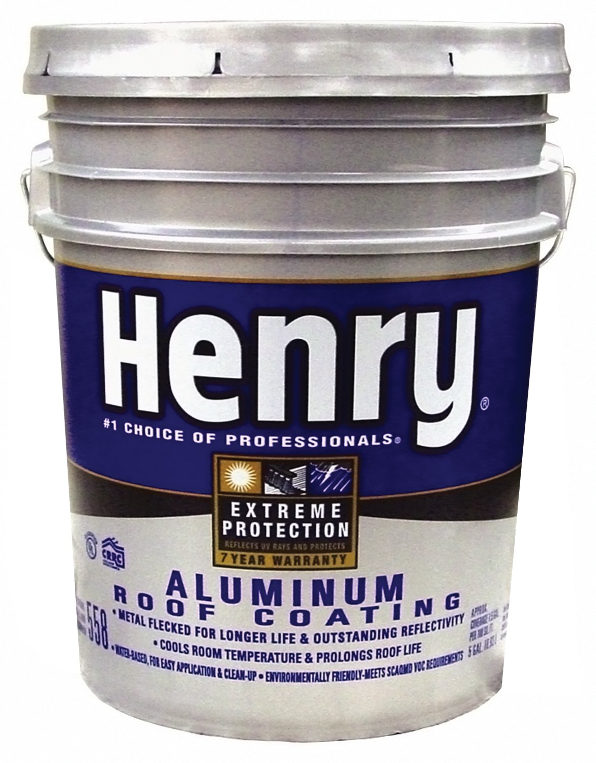 HENRY HE558178 Aluminum Roof Coating, 5 Gallon, Silver