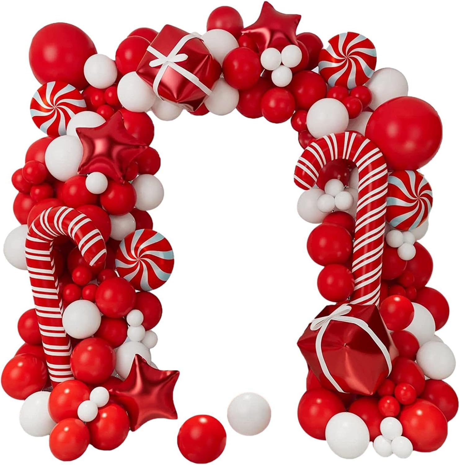 Amazon.co.jp クリスマス風船セット,キャンディー ケーン ギフト ボックス クリスマス バルーン ガーランド アーチ キット