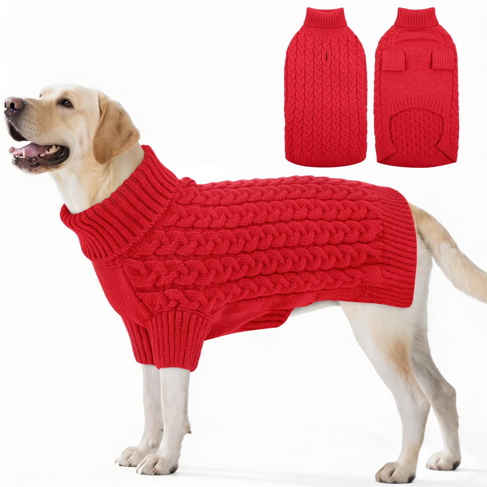 ASENKU Turtleneck Dog Jumper XL, Warm Fleece Dog Sweater for Large Dogs