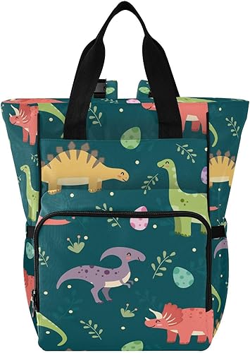 Mochila de pañales de dinosaurio para bebés, niños y niñas, multifunción para bebés, bolsa de viaje con correas para cochecito y almacenamiento de