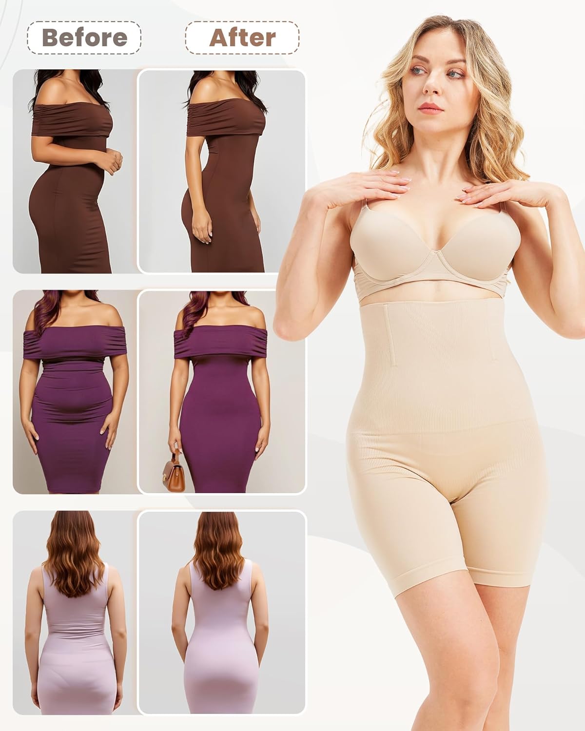 Shapewear Tummy Control for Women High Waisted Underwear Seamless Body Shaper Shorts Dress Thigh Slimmer Butt Lifter