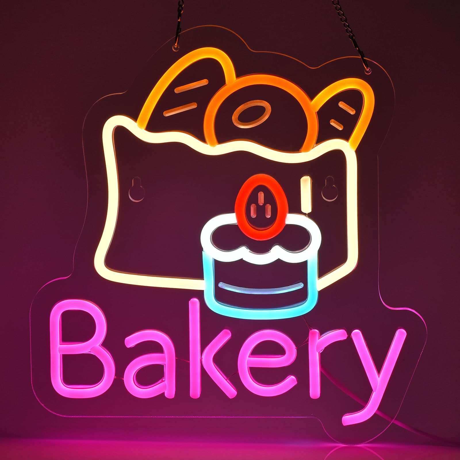 Bakery Neon Sign Light up Cucina Cottura Pasticceria Negozio di dessert Ristorante Business Segnaletica Torta Negozio di Alimentari Cafe Festa di Compleanno Arte Appeso Regali Decorativi Fatto a mano