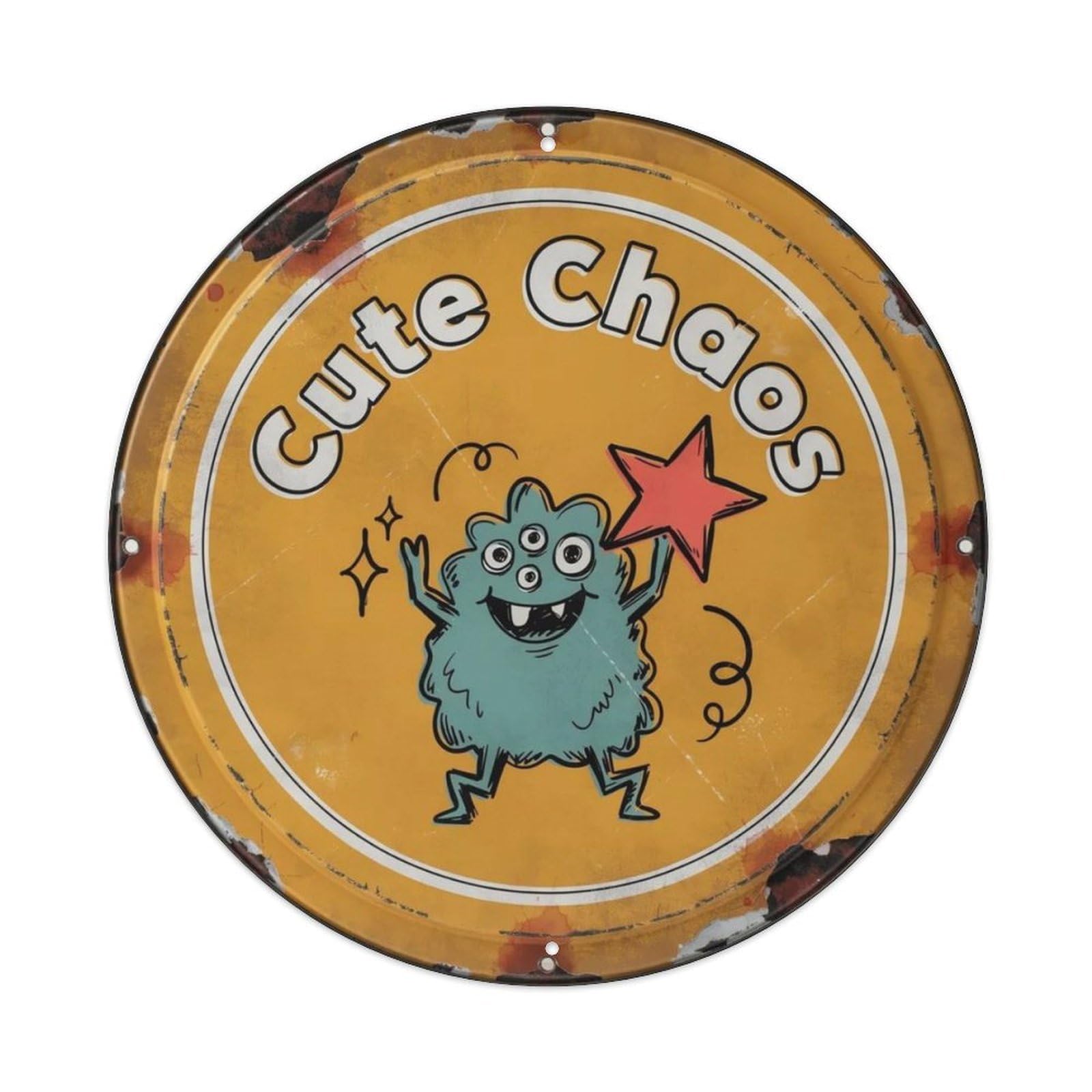 Cute Chaos Doodle Metal Tin Sign Plaque
