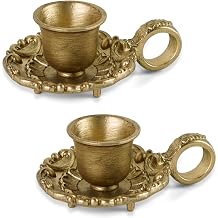 NIKKY HOME Gold Taper Candle Holders Set of 2, Vintage Metal Candlestick for Table Centerpieces, Wedding, Christmas Mantel Decor, Housewarming Gift