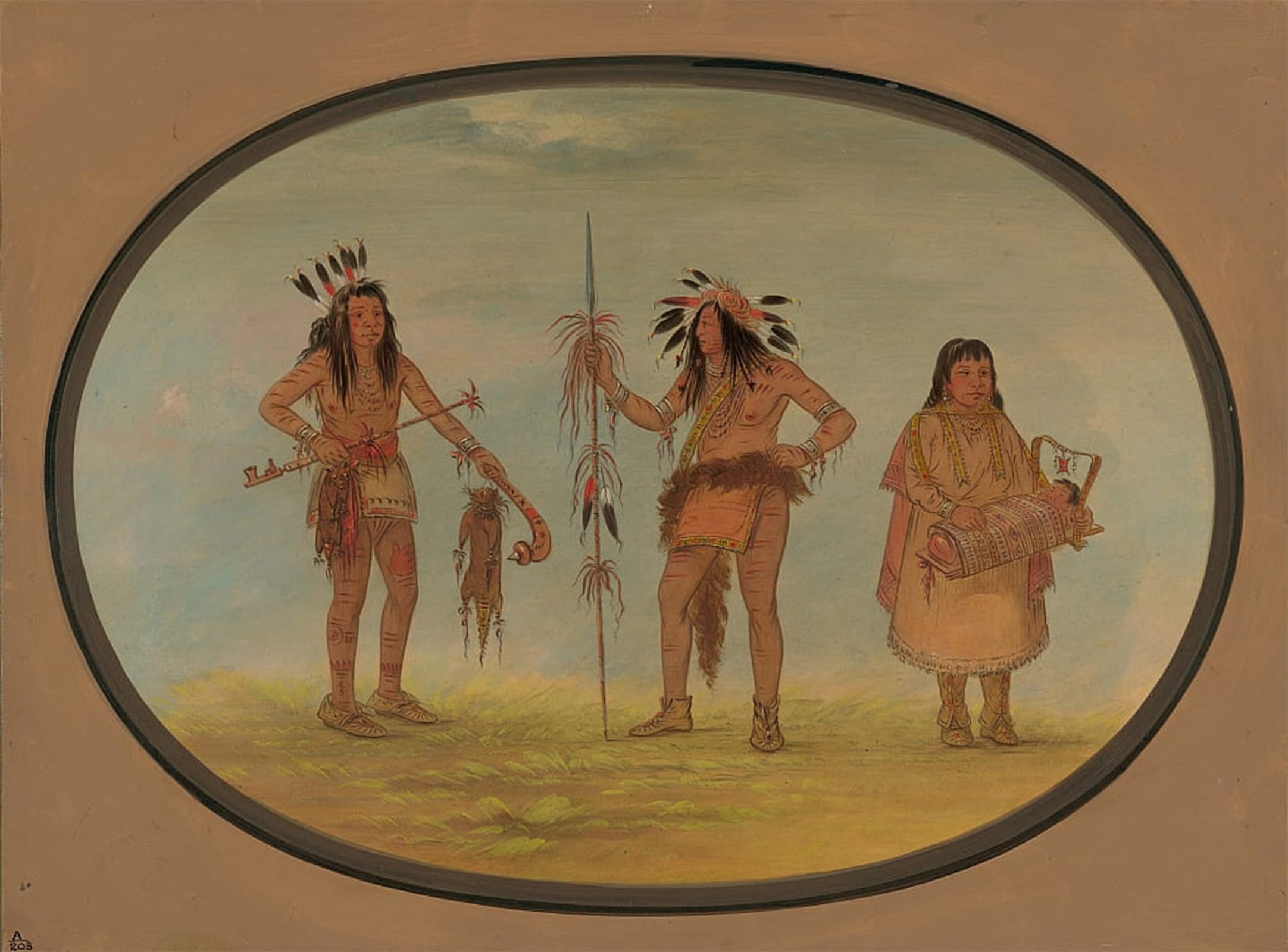 SERENDIPITP Vintage Picture Print on Canvas Wall Art Poster Two Ojibbeway Warrioriess and a Woman by George Catlin Artwork Print Poster for Wall Decor 60x90cm