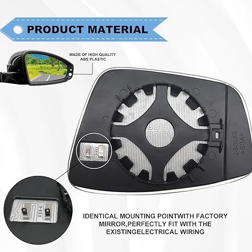 Miniatura 10 de Espejo de cristal calefactado para el lado del conductor compatible con Volkswagen VW Passat Jetta Beetle 2011 2012 2013 2014 2015 2016 2017 2018