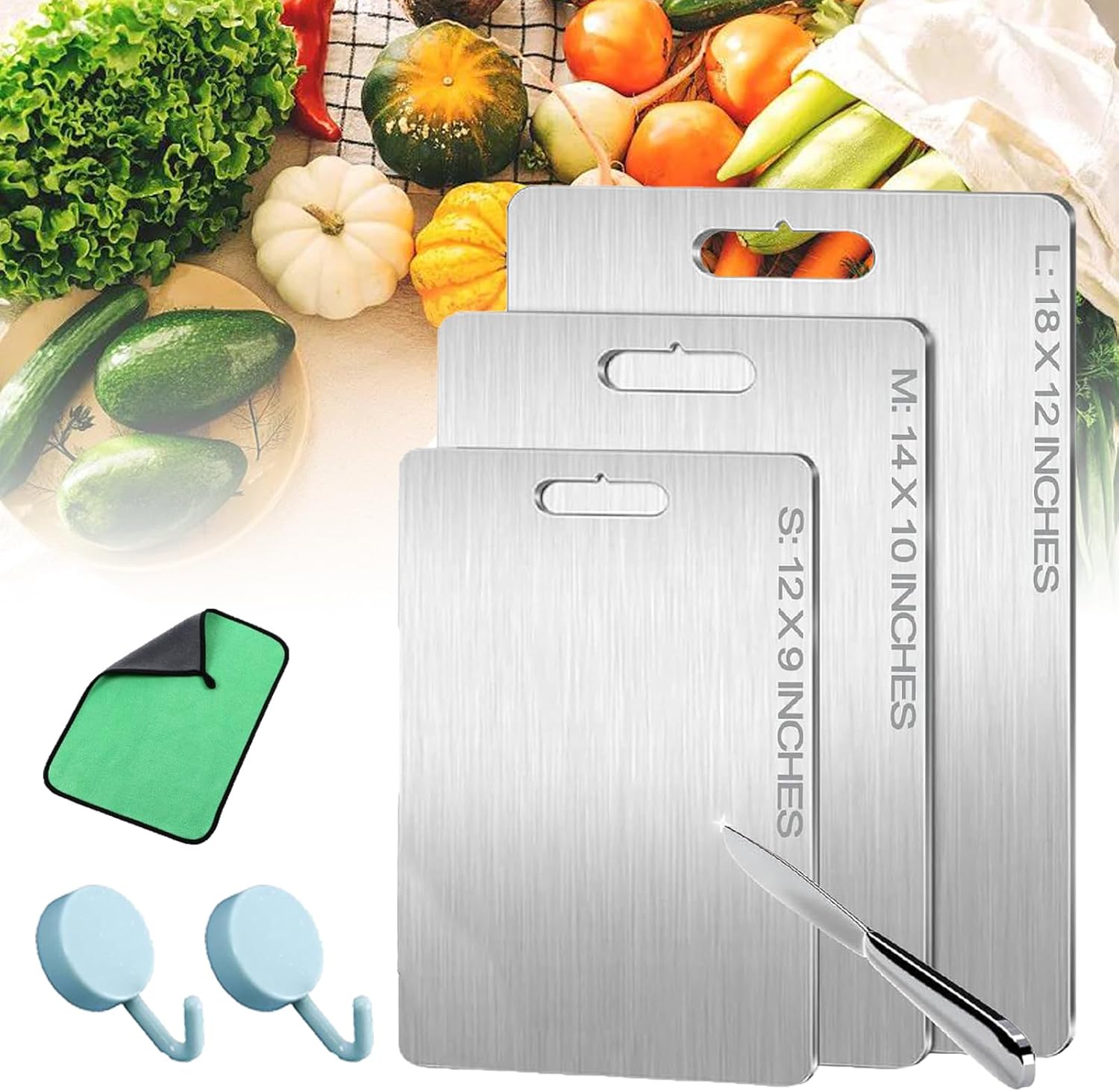 Katuchef Titan-Schneidebrett Set - Doppelseitiges Schneidebrett Für Fleisch & Gemüse, Spülmaschinenfest