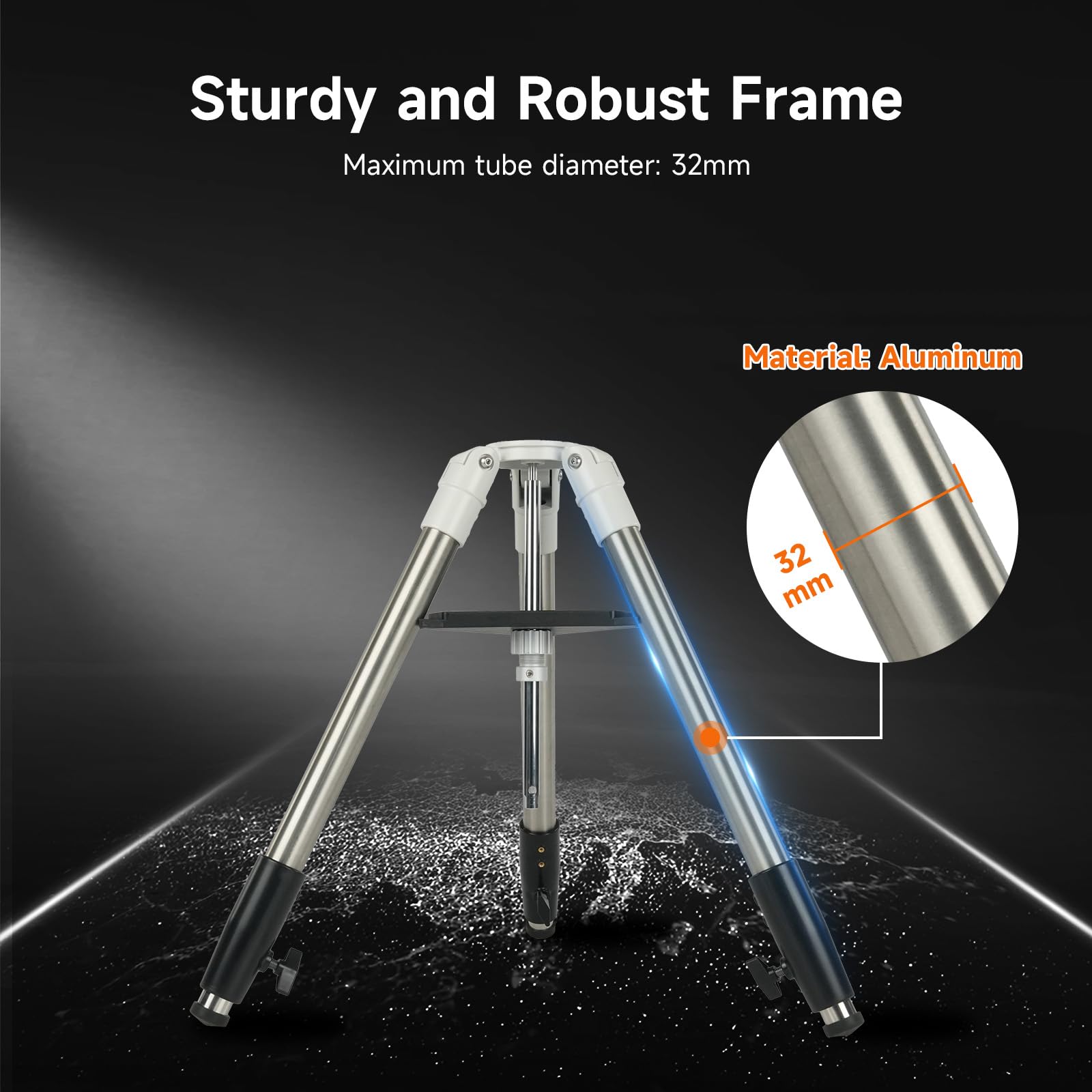 SVBONY SV225T Astronomisches Teleskopstativ, ausziehbares Aluminiumstativ, tragbares Teleskopzubehör, kompatibel mit Alt-Azimut-Halterungen der SV225-Serie, ideal für astronomische Beobachtungen | Stabile einfache Beinverstellung, 1 cm Befestigungsstange,
