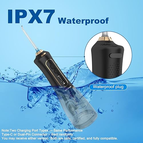 Miniatura 6 de Irrigador dental inalámbrico de 10.08 fl oz (10.1 fl oz) con 5 modos, 5 puntas de chorro, limpiador de dientes impermeable IPX7 para el cuidado de