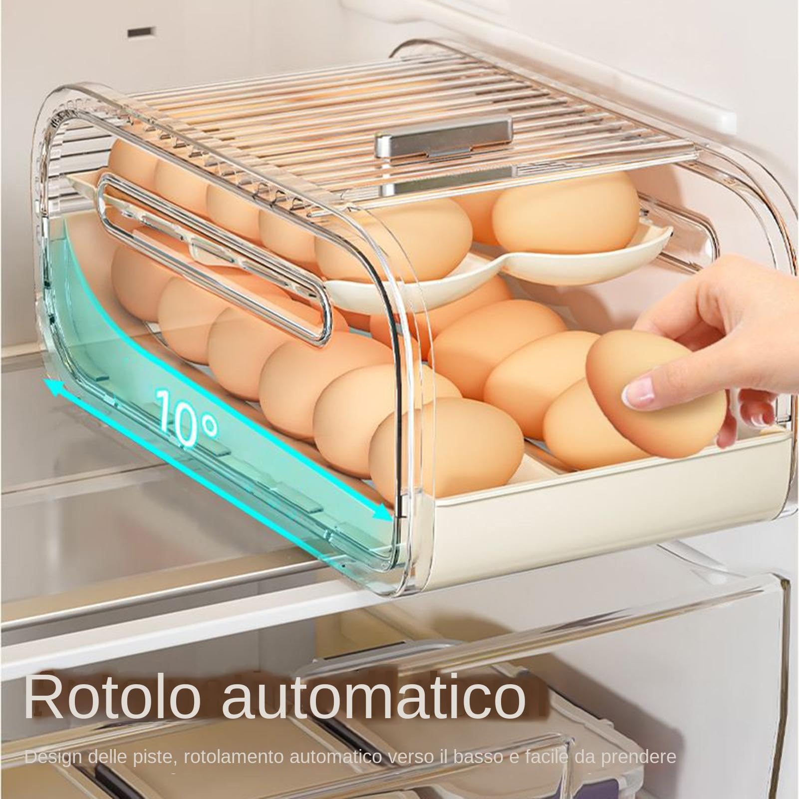 Organizador de Huevos para 2 Niveles Transparente Con Tapa Corredera Y Asa | Organizador De Huevos Para Encimera Y Para Cocina Casa Apartamento Restaurante Y Acampada