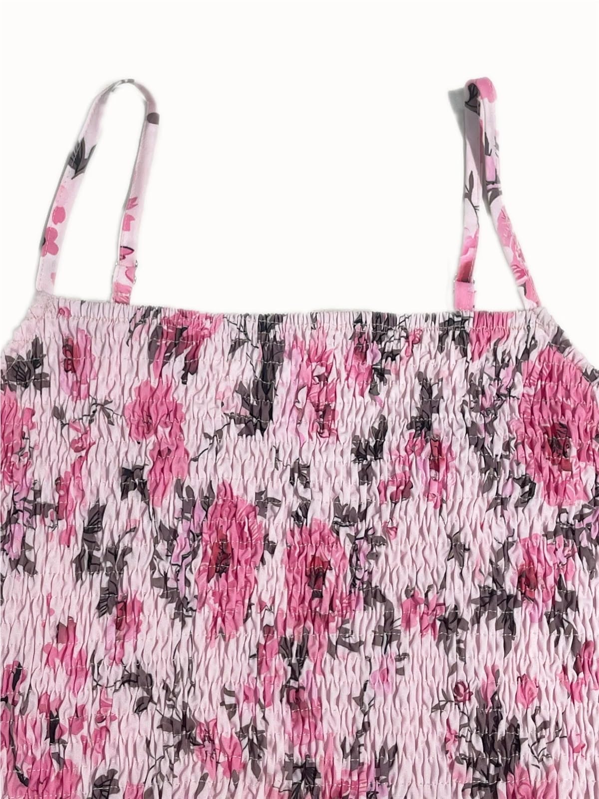 Vestido de Playa for Mujer, Estampado Floral, Fruncido, Tirantes Finos, Vestido Verano con Volantes, Maxi Informal