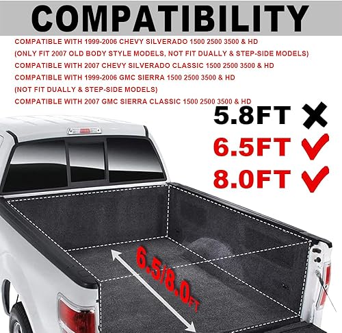 Miniatura 4 de CHEDA 4 guardabarros estilo bolsillo, compatibles con Chevy Silverado 1500 2500 3500 y HD, compatible con modelos Fleetside de 78.0 pulgadas96.0