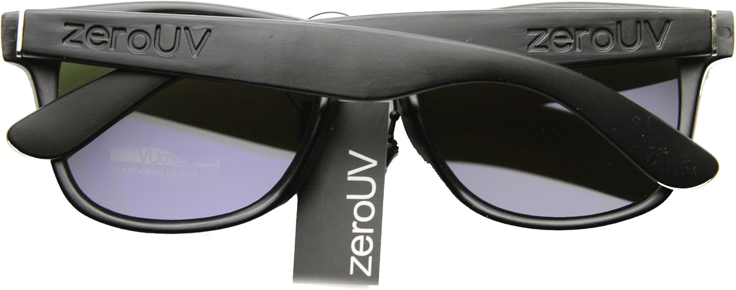 zeroUV Flat Matte Reflective Flash Color Lens Large Horn Rimmed Style Sunglasses - UV400 (Black Midnight) image 2 of 5 B005QG5314