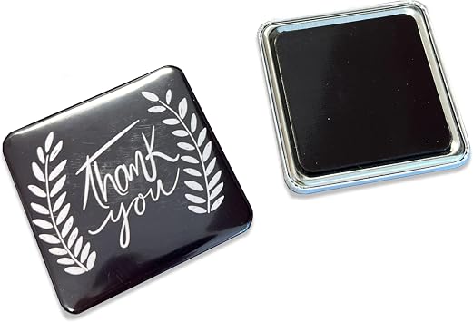 ChiButtons 50x50mm Square Metric Rubber Magnet Fridge Button 100 Sets with Magnet, Upper Shell, Mylar Film & Metal Cover (Official ChiButtons Supplies)