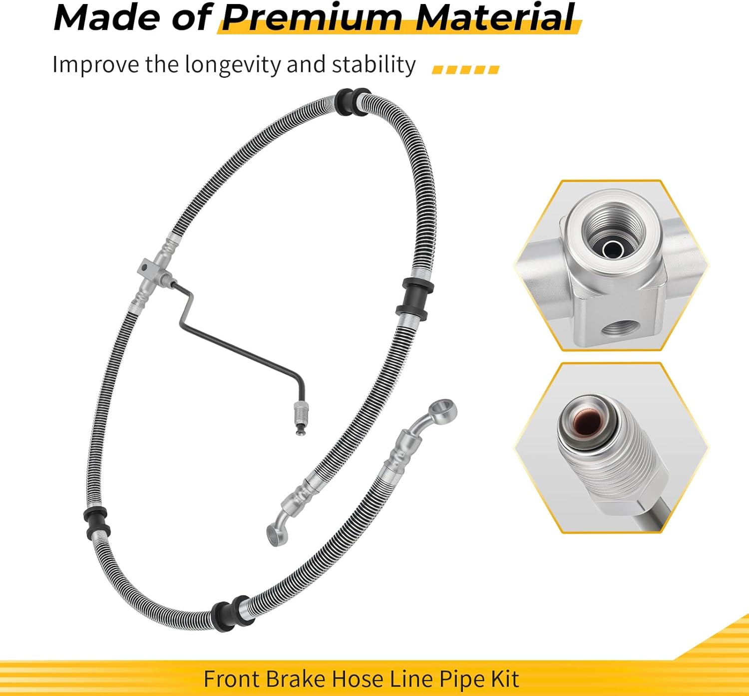 M MATI Front Brake Hose Line Pipe Kit for Yamaha Kodiak 400 450 2003-2006 Grizzly 350 400 450 2007-2014 Bruin 350 2004-2006 5ND-F5872-10-00 5ND-F5873-10-00 5ND-F5871-00-00