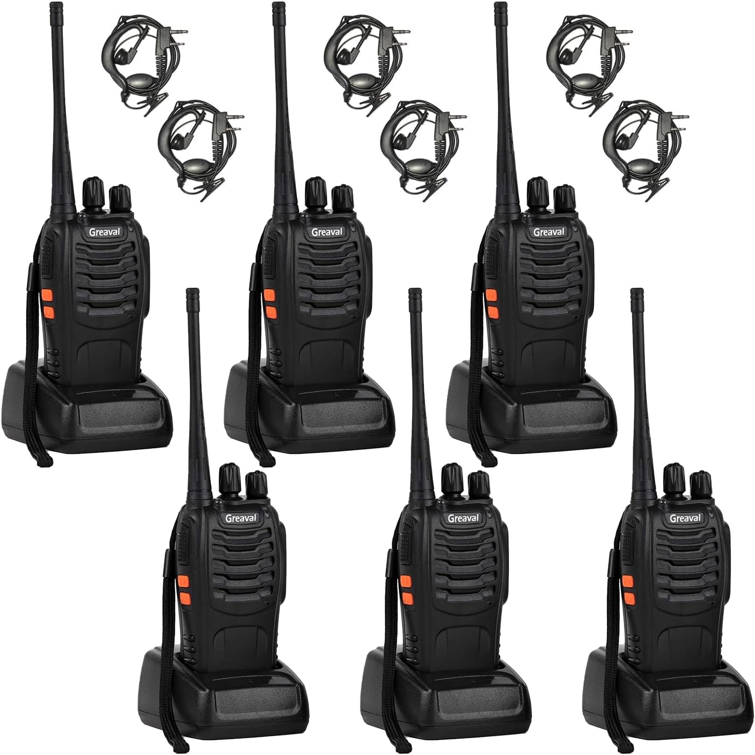 Long Range Walkie Talkies Rechargeable Two-Way Radios with Earpiece, Walkie Talkies for Adults 16-Channel UHF 400-470MHz (Pack of 6)