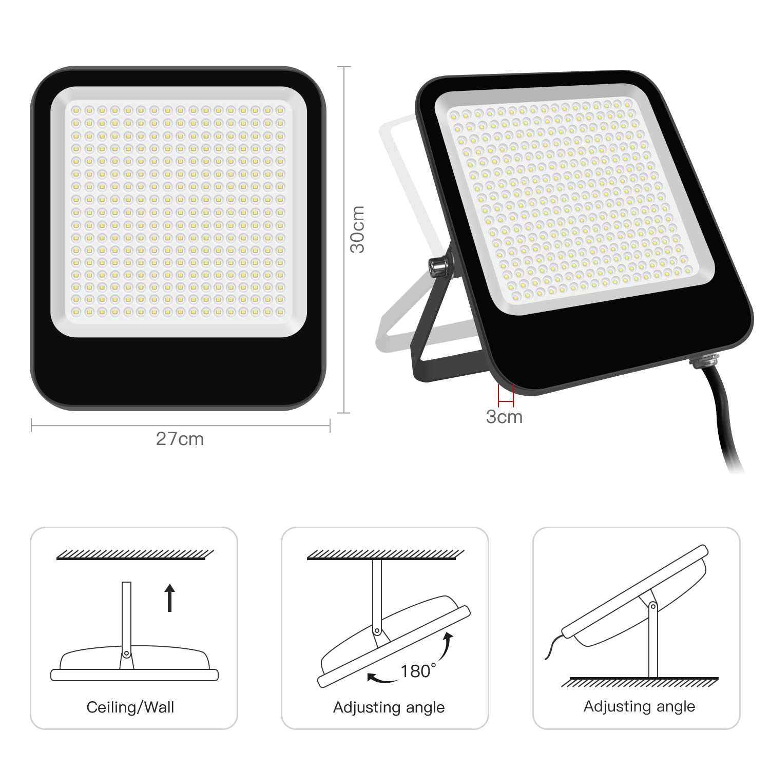 Focos LED Exterior 200W, 20000LM 6500K Blanco Frío Superbrillante Luces LED Exterior, Proyector LED Impermeable IP65 Luz de Inundación para Terraza, Jardín, Patio, Parque, Garaje, Pasillo