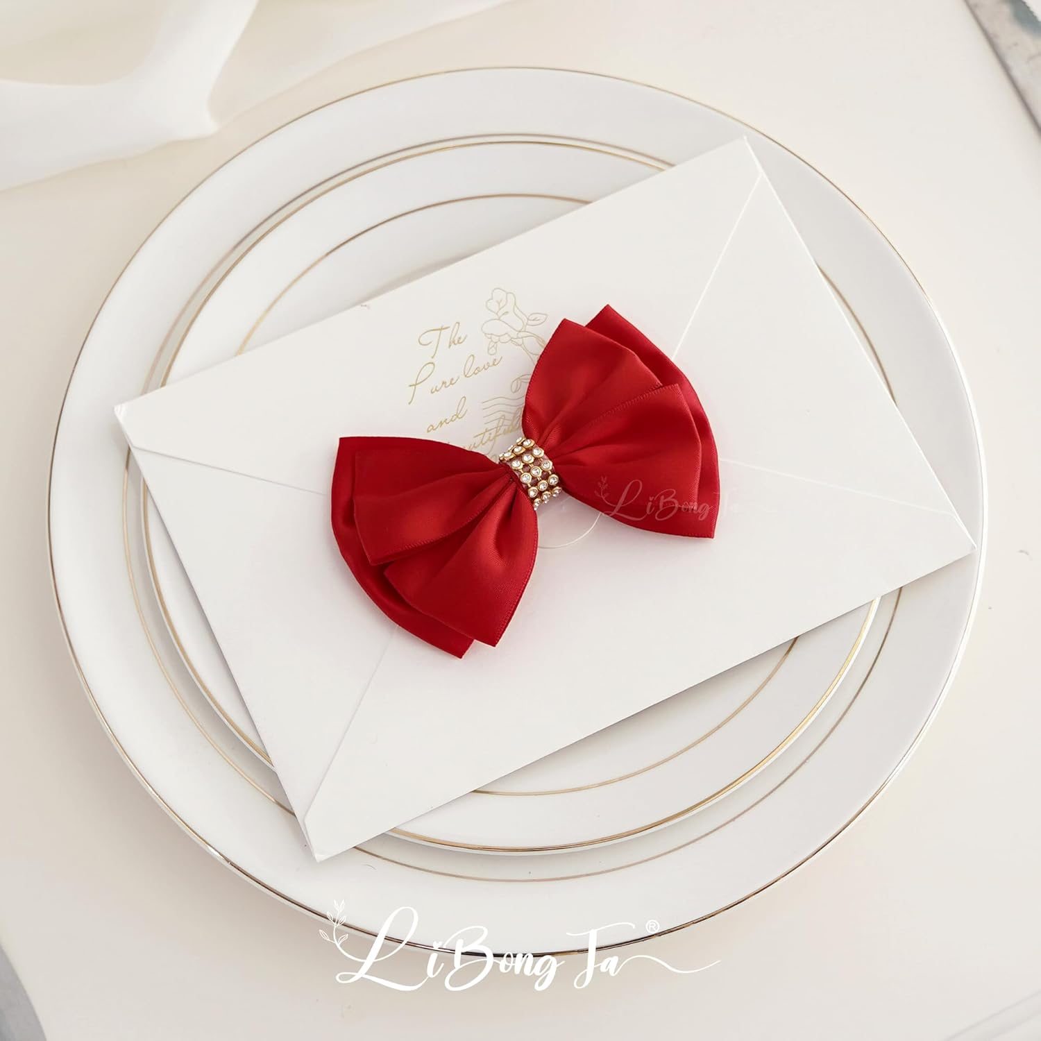 Red Bows 4'' Premade Satin Ribbon Bow, Red Gift Bows with Rhinestone, Wrapping Bows for Presents, Greeting Cards, Treat Bags, Wine Bottles, Valentines Bows for Gift Wrapping-12 Counts - Image 7