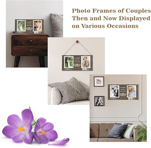 Miniatura 7 de Then and Now Marco de fotos de aniversario, ideas de regalo de boda de 1 a 99 años, regalos de compromiso, despedida de soltera, marco de fotos