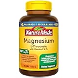 Nature Made Magnesium L-Threonate with Vitamin C & Vitamin D3, Provides 130 mg of Mag from 1800 mg Magnesium L Threonate, Cognitive Support Magnesium Supplement, 90 Capsules, 30 Day Supply
