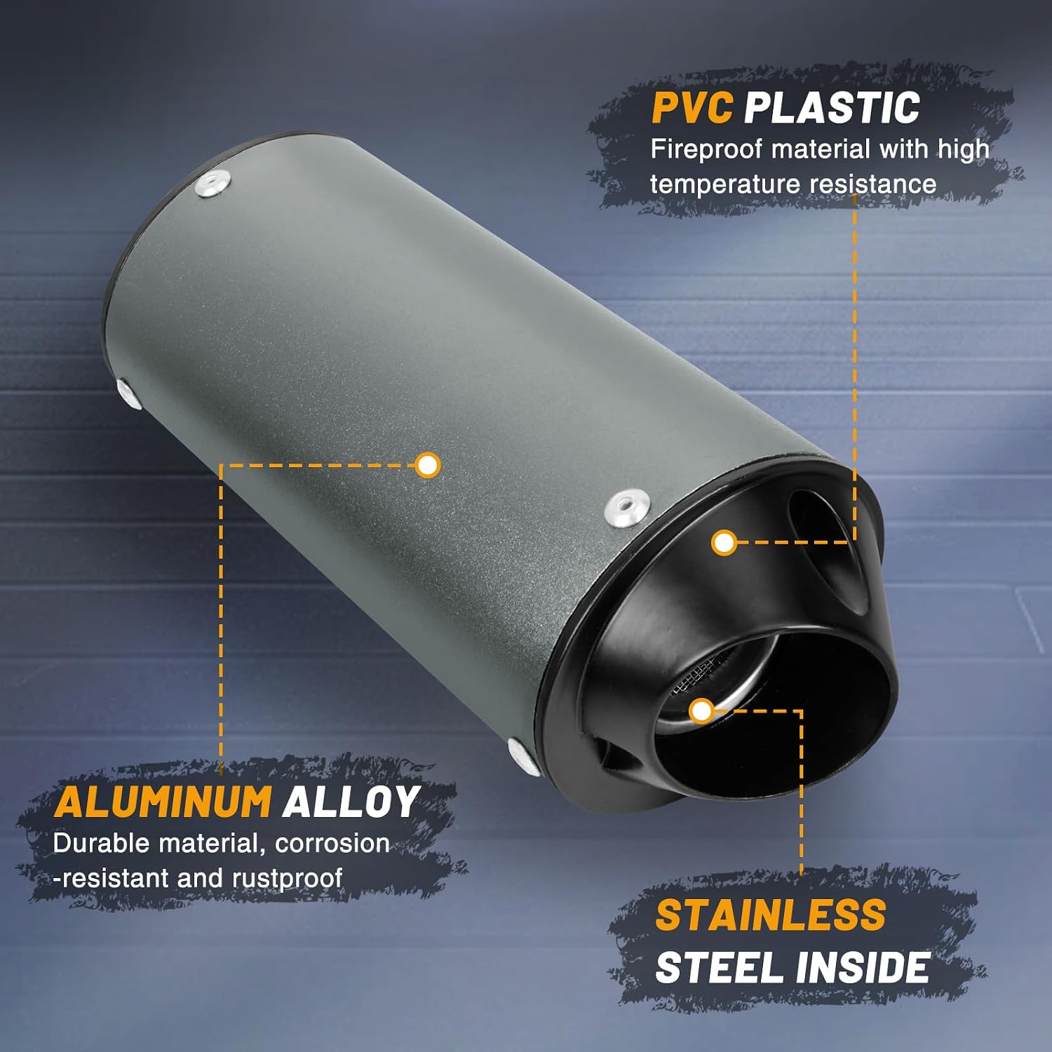 28mm 1.1in Dirt Bike Exhaust Muffler Silencer Universal For Pit/Mini Bike/Quad/ATV/Mower/ 4 Wheeler/Dune Buggy 50cc 110cc 125cc, Packed With Mounting Clamp Bracket(Grey)