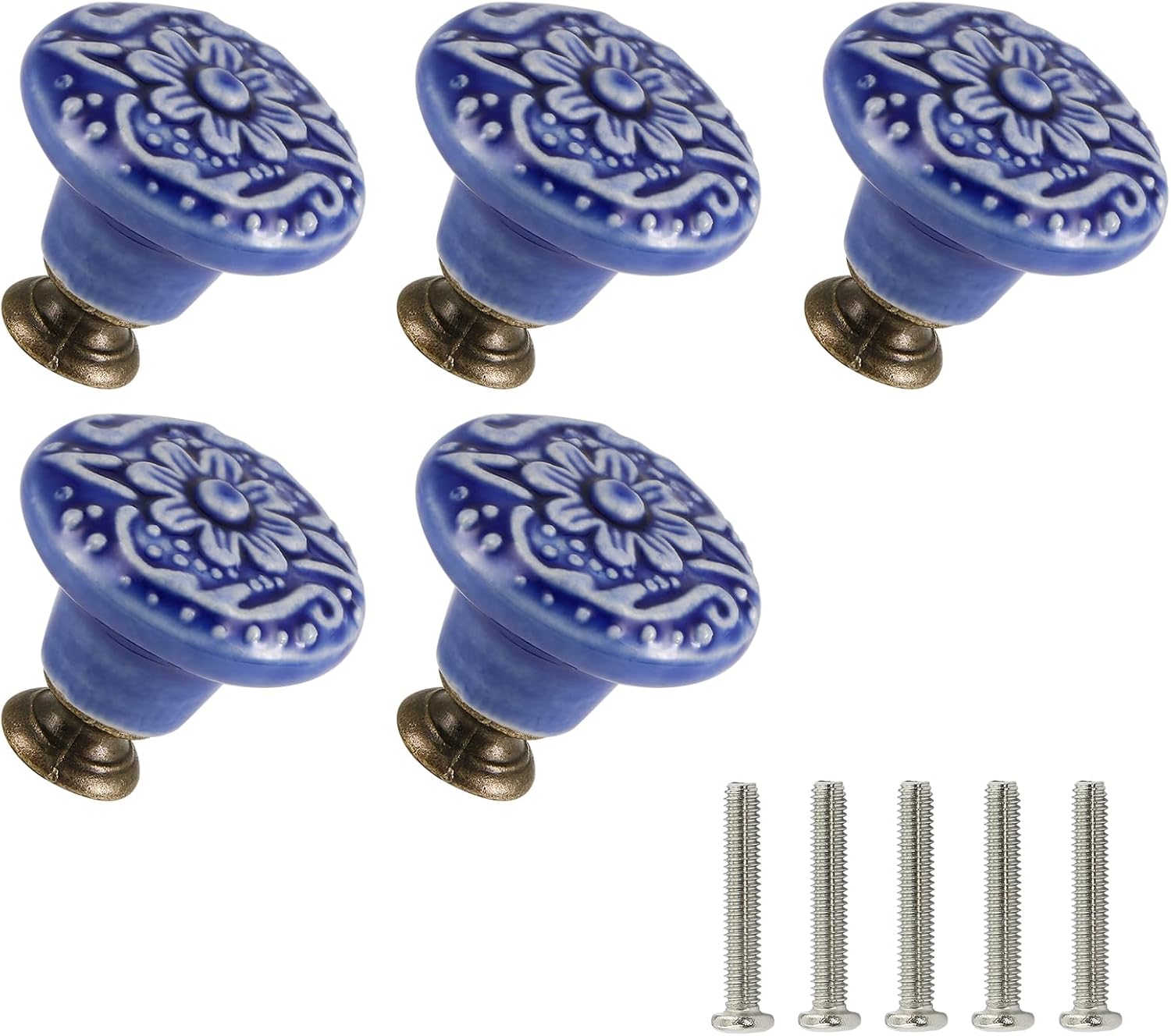 Purple Ceramic Knobs 20 Pack Flower Drawer Pulls Vintage Cabinet Knobs - Antique Dresser Pulls with Screws for Closet Drawer Cupboard Cabinet and DIY Home Project