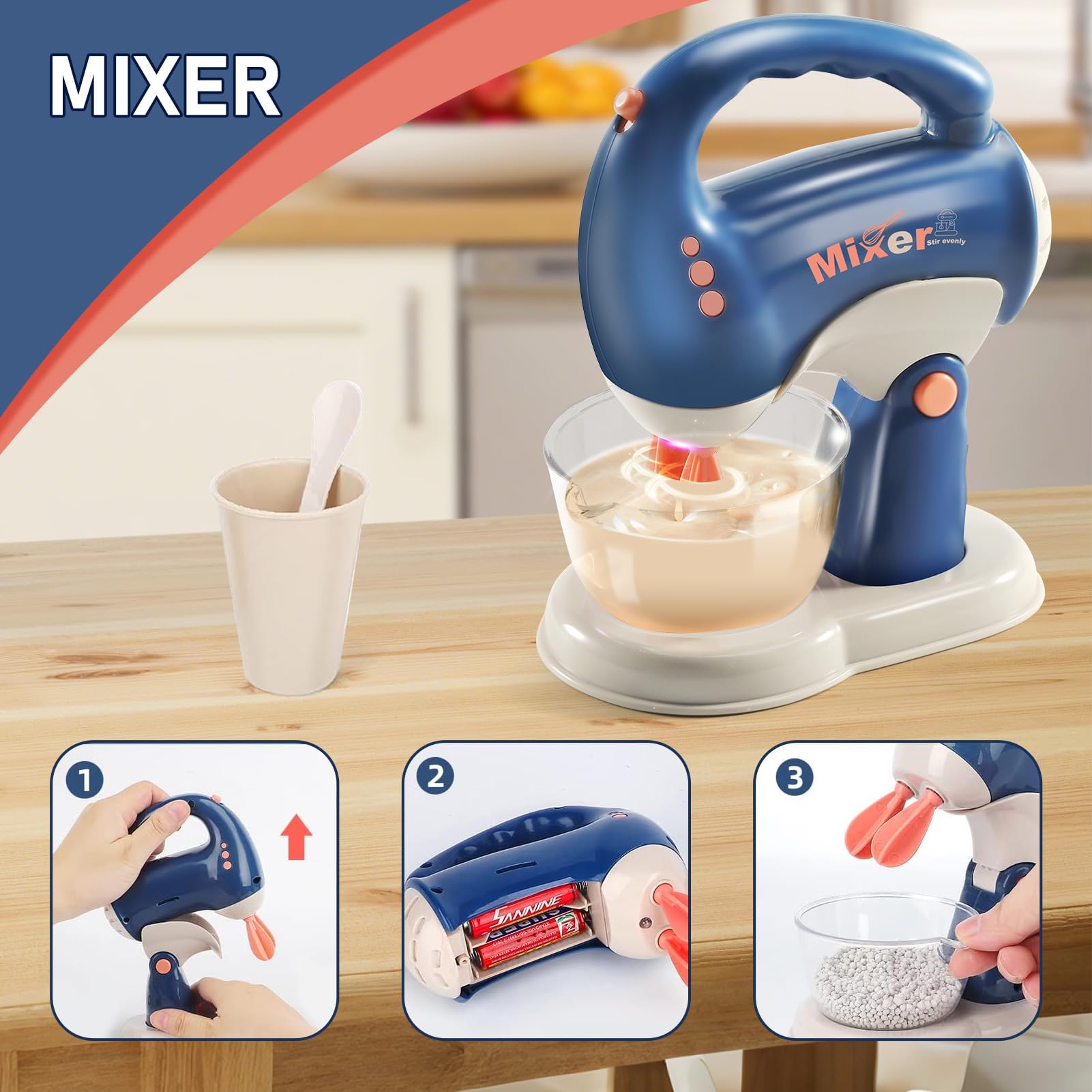 Spielküche Kinder Spielzeug ab 3 Jahre mit Kaffeemaschine, Mixer, Toaster & Küchenzubehör für Mädchen & Jungen – Perfektes Rollenspiel Geschenk für Kinder
