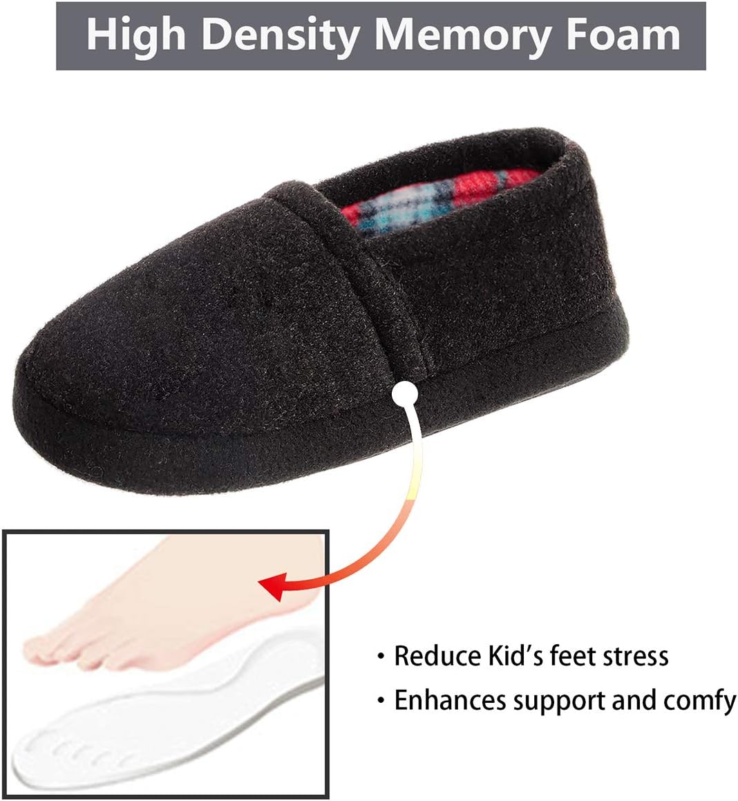  | festooning Kids Boys Comfy Warm Indoor House Slippers Fleece Memory Foam Shoes | Slippers