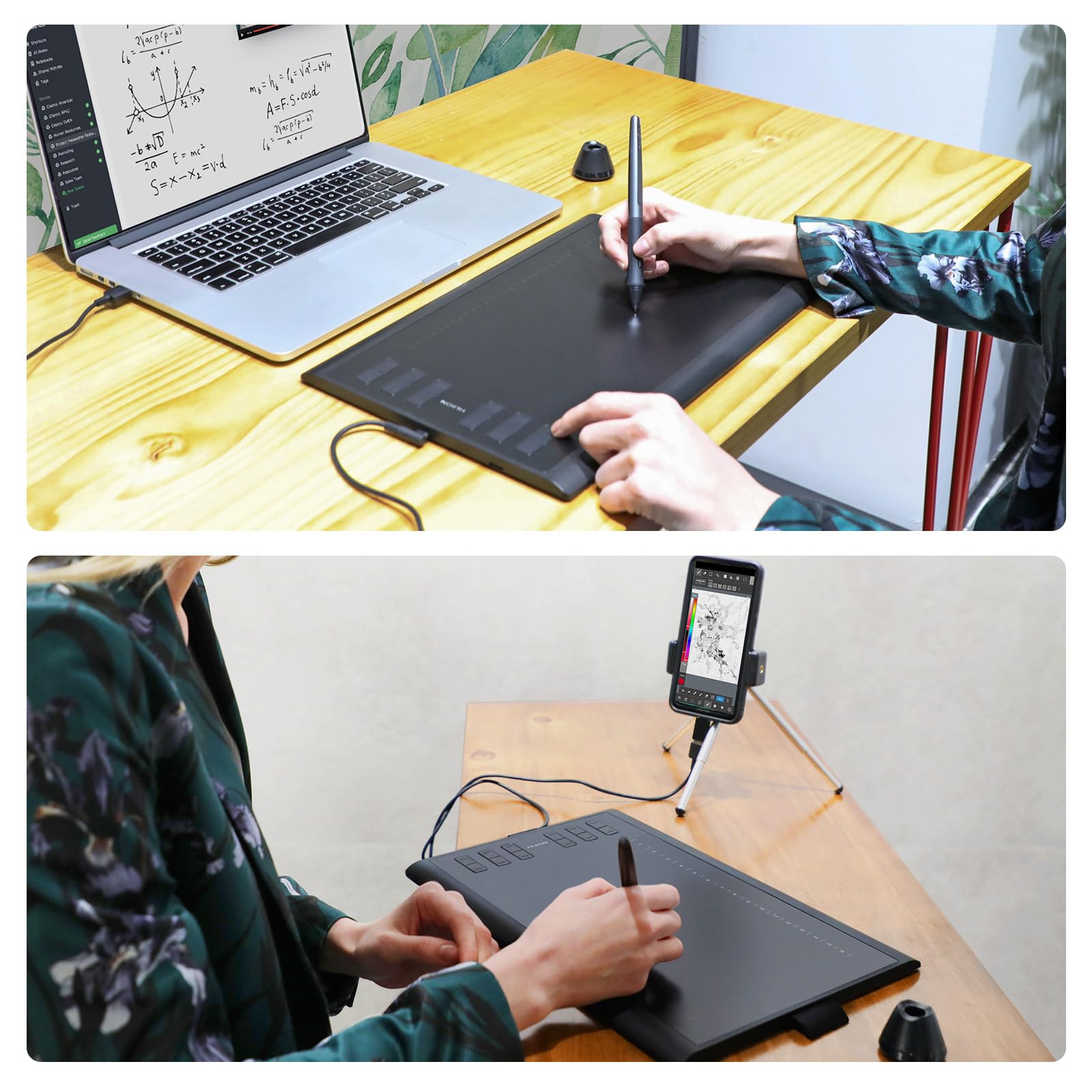 HUION Inspiroy H1060P Tableta Gráfica,12+16 Teclas de Acceso Rápido | 10x6.25 Pulgadas, Compatible con Mac, Win y Android, Lápiz sin Batería 8192 Niveles, Ideal para Lecciones y Trabajo Online