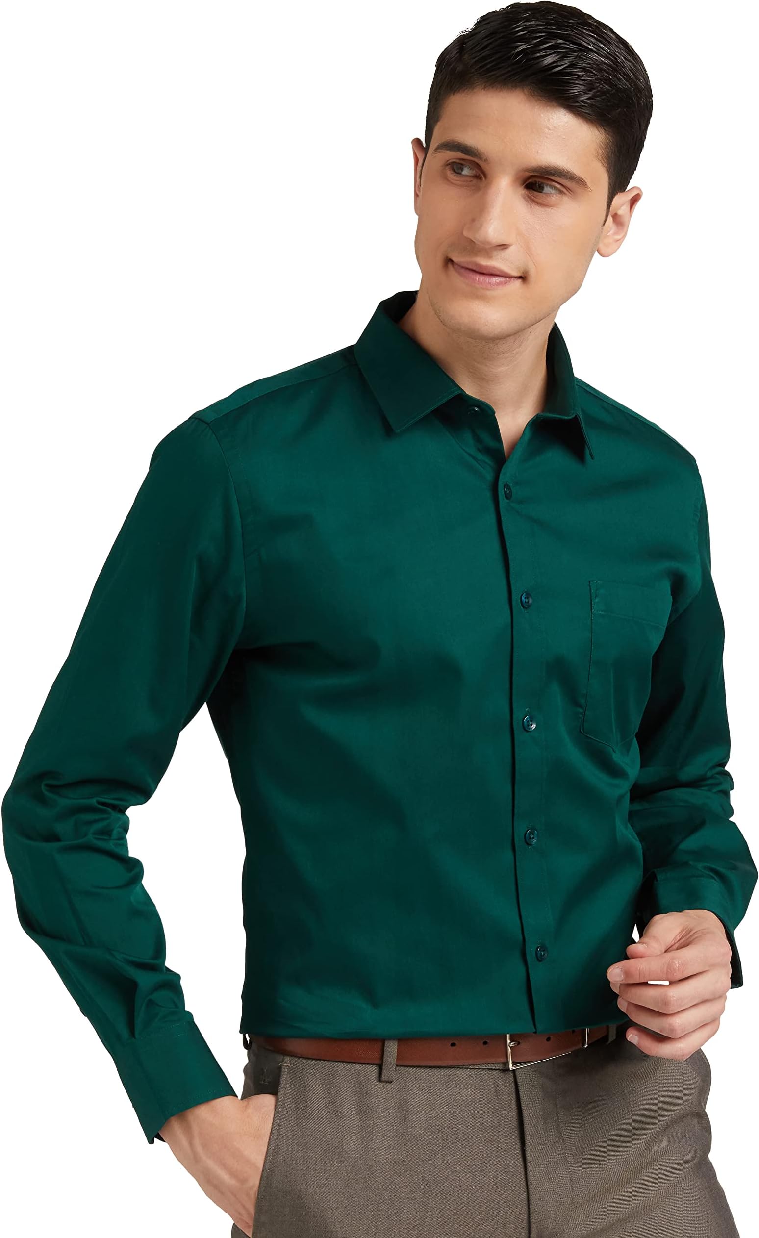 Men's Solid Cotton Slim Fit Formal Shirt | Plain | Full Sleeve