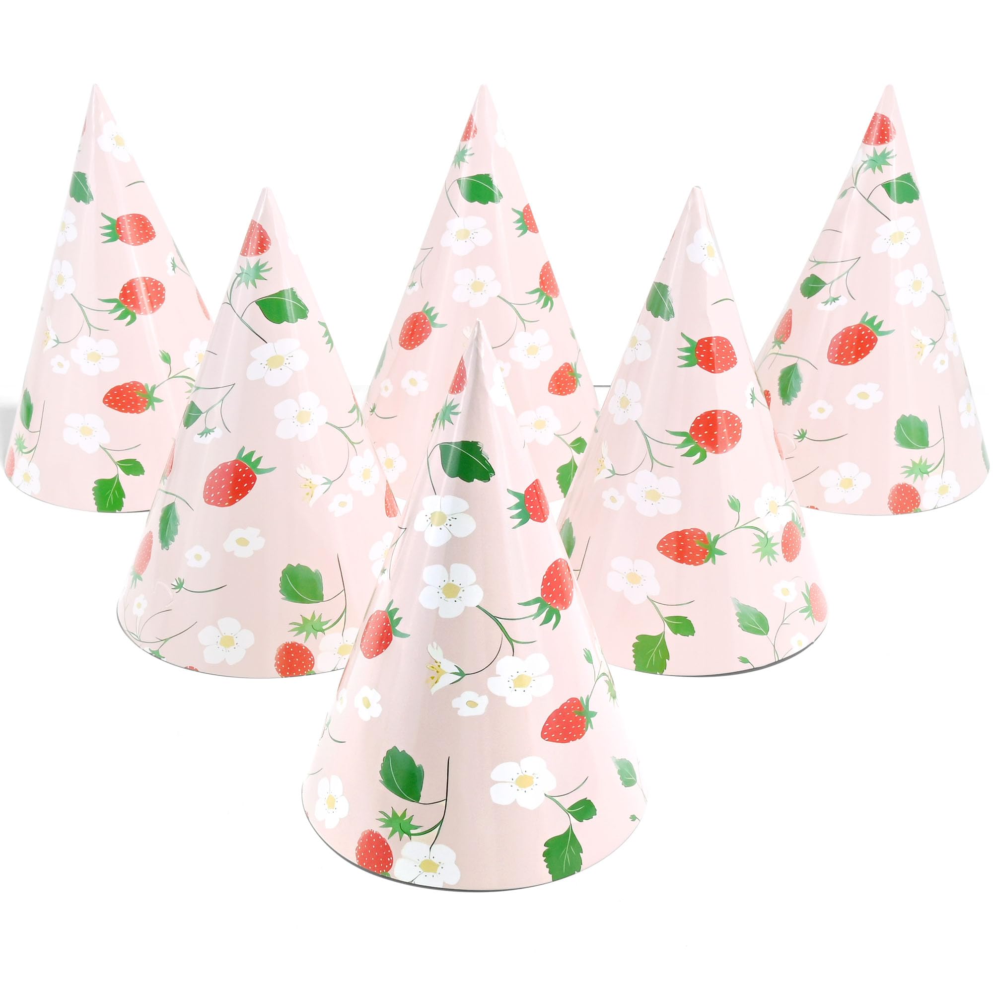 CANREVEL 12 PCS Strawberry Party Hats for Kids and Adults, Strawberry Party Supplies for Party Decorations, Party Headwear for Birthday|Celebration|Party, Strawberry Cone Kids Hats for Girls Women