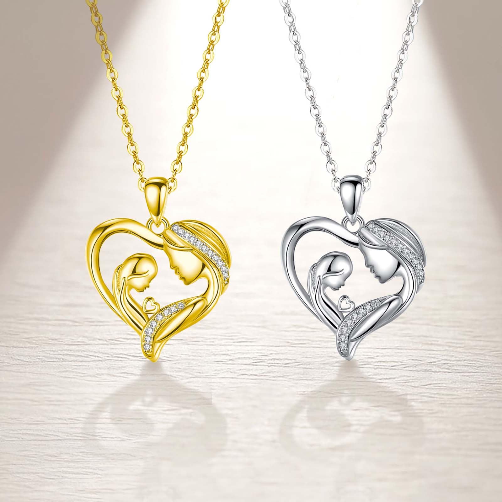 INFUSEU Regalo Mamma Collana, Mamma E Figlia Cuore Gioielli Argento 925 Ciondolo Chiama Regalo Per La Festa Della Mamma