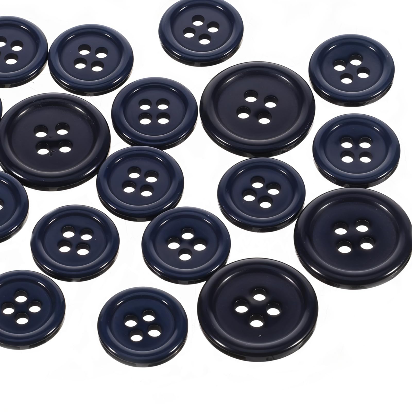 20 botones redondos de parte trasera plana para coser ropa, botones de traje azul marino de 20/15 mm, botones redondos de 4 agujeros, ideal para uniformes decorativos, pantalones, jeans, chaqueta