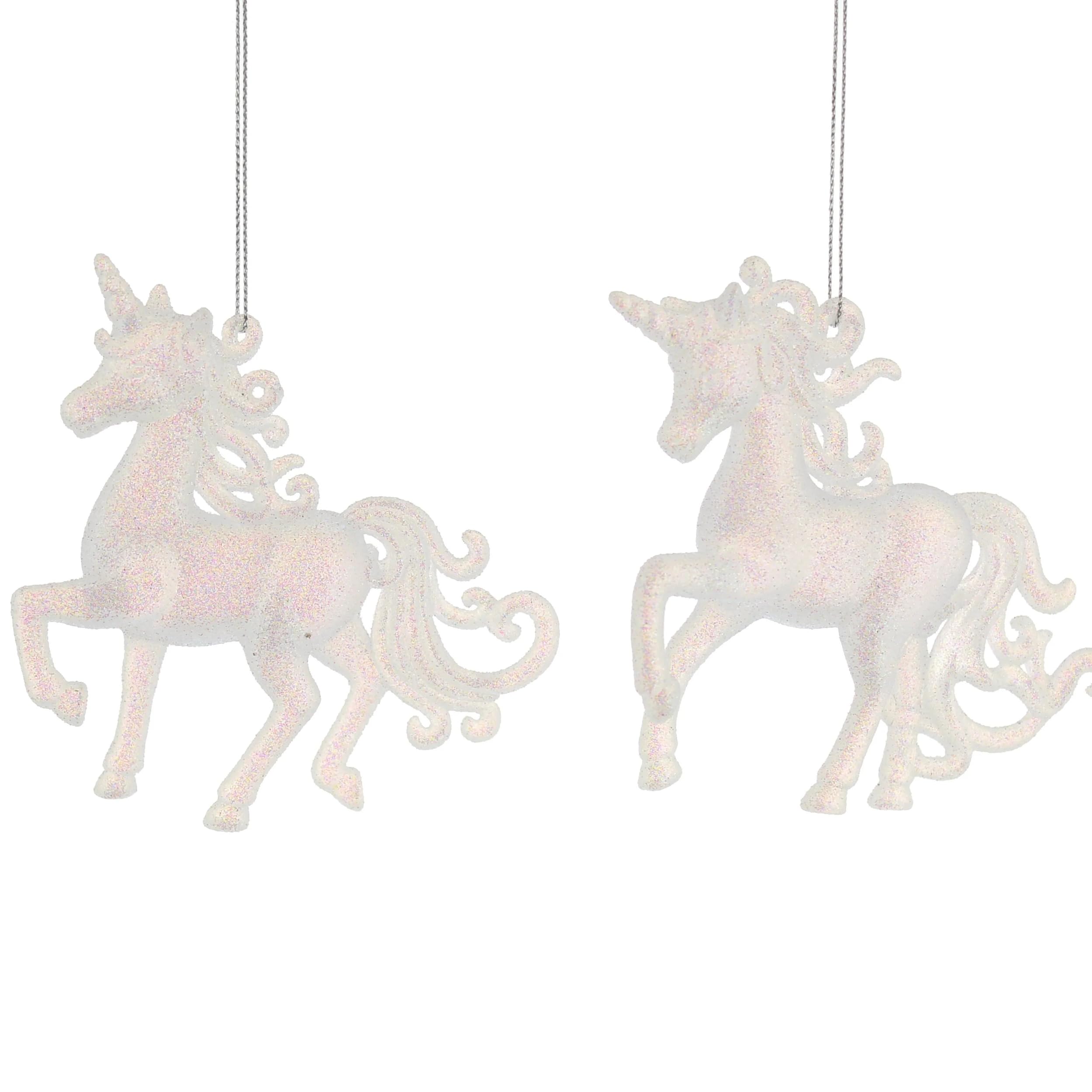 Festive Christmas Christmas Tree Hanging Decorations - Glitter Unicorn Pack Of 2