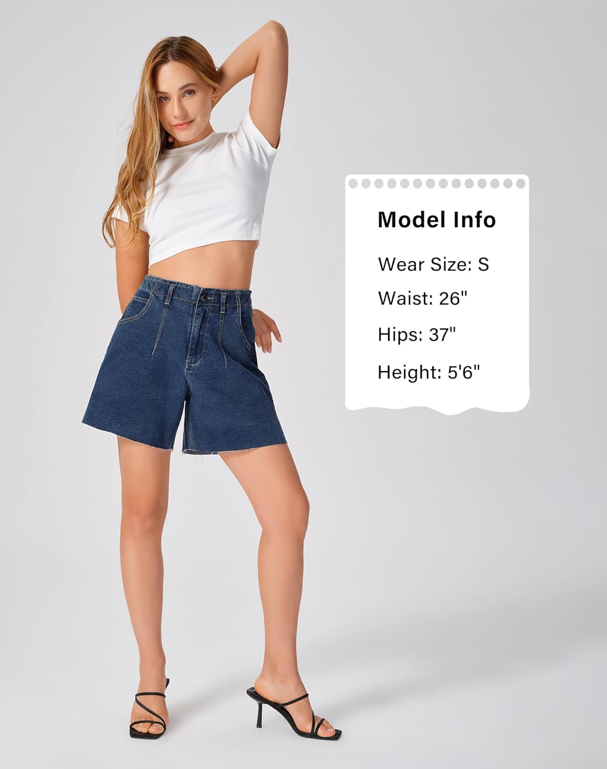 roswear Women's Jean Shorts Stretch Wide Leg with Slit Hem - Image 4