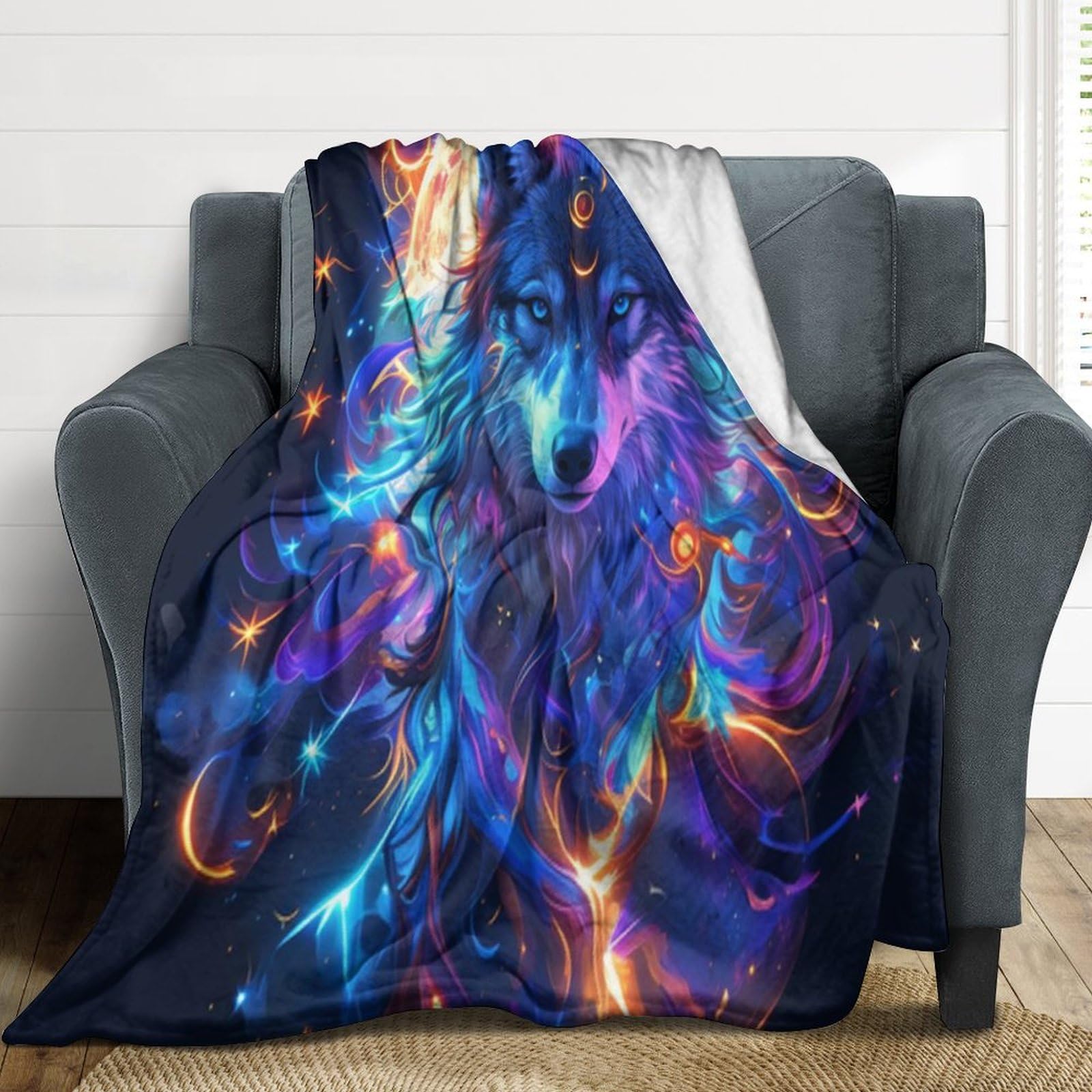 Couverture microfibre lit et canapé VALGRE Wölfess pour vos soirées