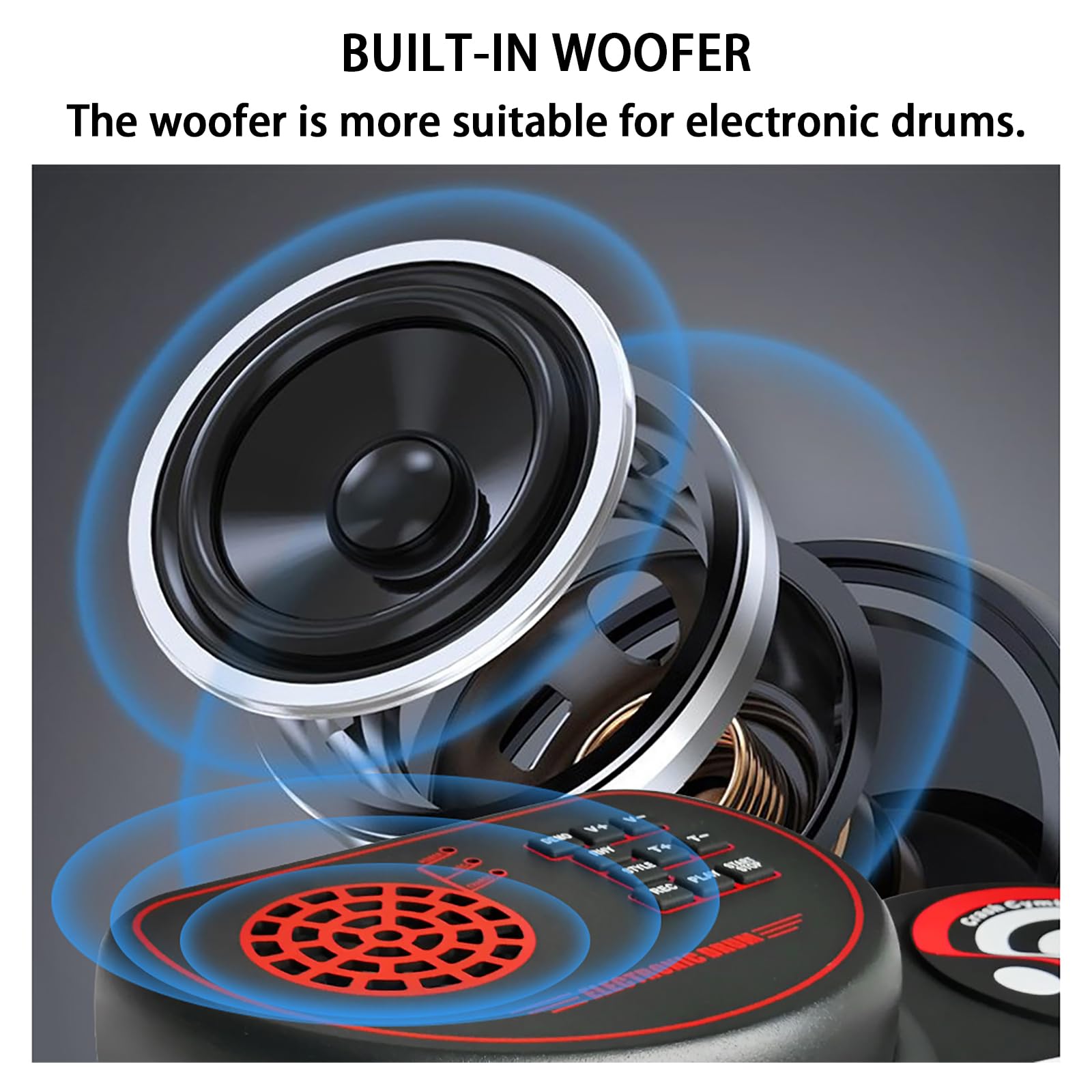 Batería Electrónica Enrollada A Mano Con 10 Pads De Batería, Pad Recargable Con Modo De Reverberación, Juegos DTX + Pedales Duales + Dispositivo De Conexión Por Cable + Auriculares/Woofer ,Tiger