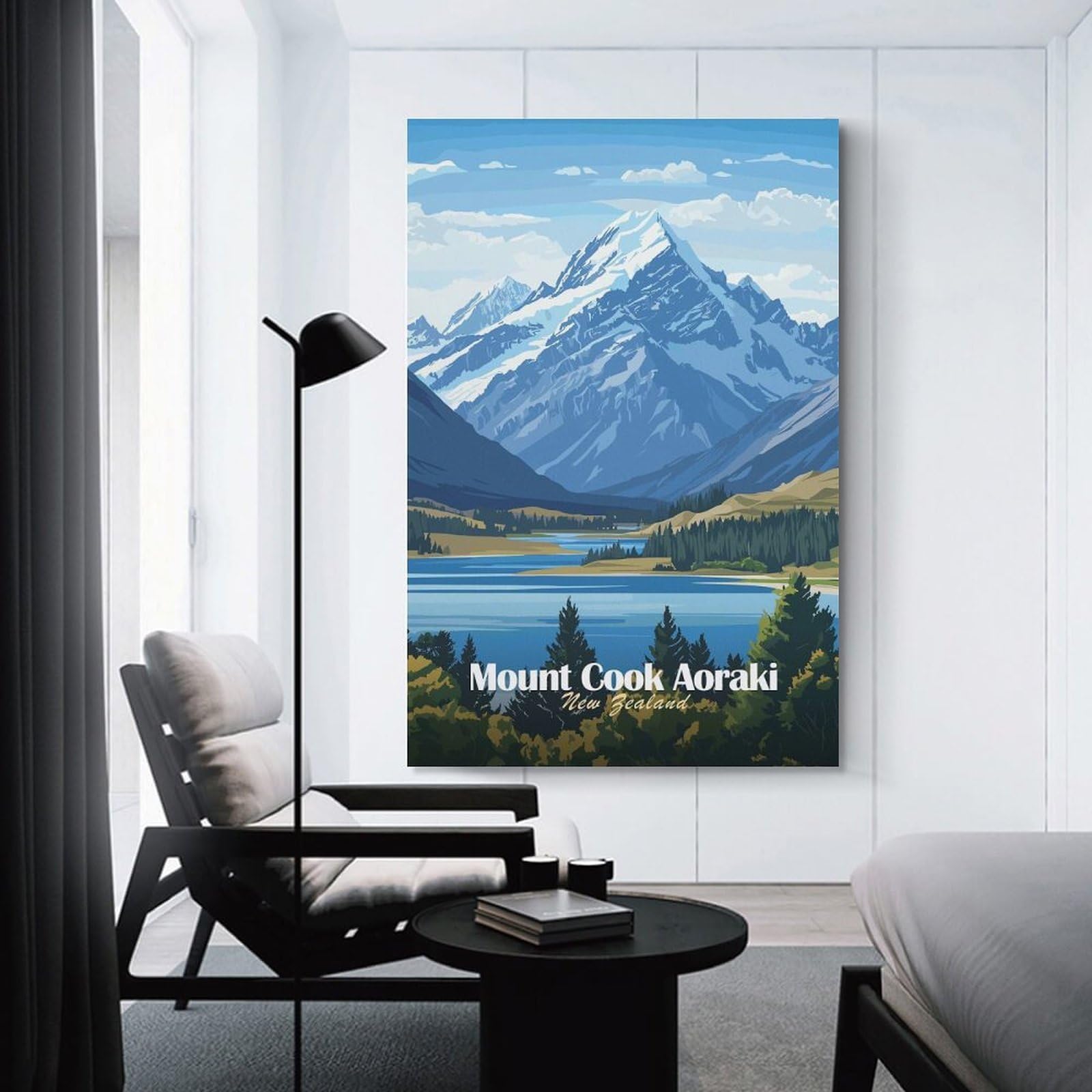 Junmoney Unframe-Style-13 Wall Art Print Mount Cook Aoraki, New Zealand, 20X30inch(50X75cm), For Bedroom Decor, Cosy Corners Or Studios, Decorative Wall Art For Cosy Rooms
