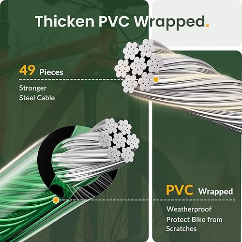 Miniatura 4 de Titanker Cable de bloqueo de bicicleta, bloqueo de cable de bicicleta de 4 pies, bloqueo de bicicleta autoenrollable básico para niños, combinación