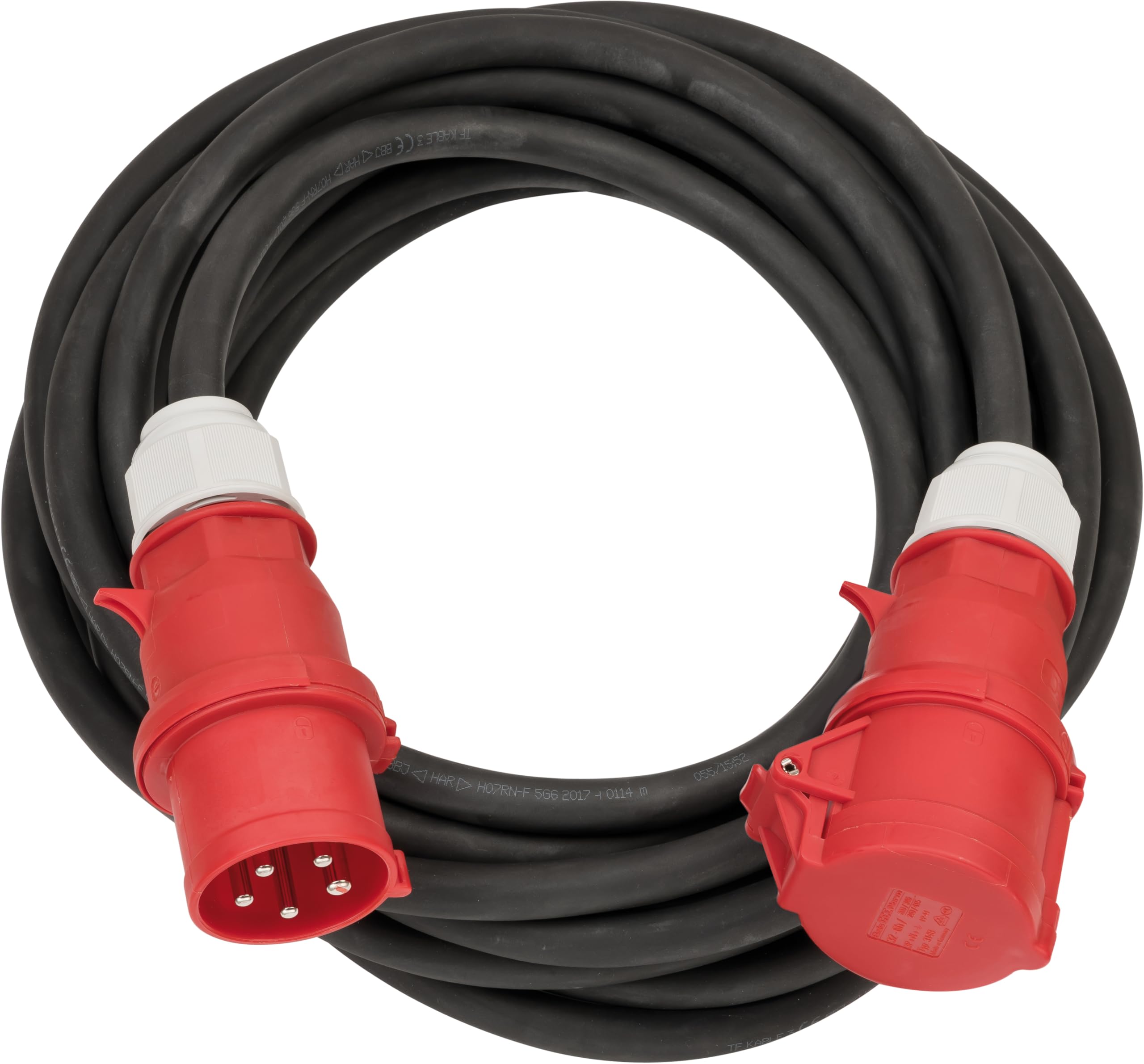 Brennenstuhl Professional przedłużacz cee IP44 (25m kabel, H07RN-F 5G6,0 5-biegunowy z wtyczką CEE i złączem, do zastosowań zewnętrznych IP44, Made in Germany) czarny