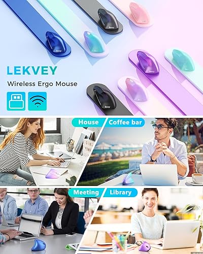 Miniatura 7 de Lekvey Ratón ergonómico, ratón inalámbrico vertical recargable de 2.4 GHz, túnel carpiano óptico 8001200  1600 DPI, 6 botones, para laptop, PC,