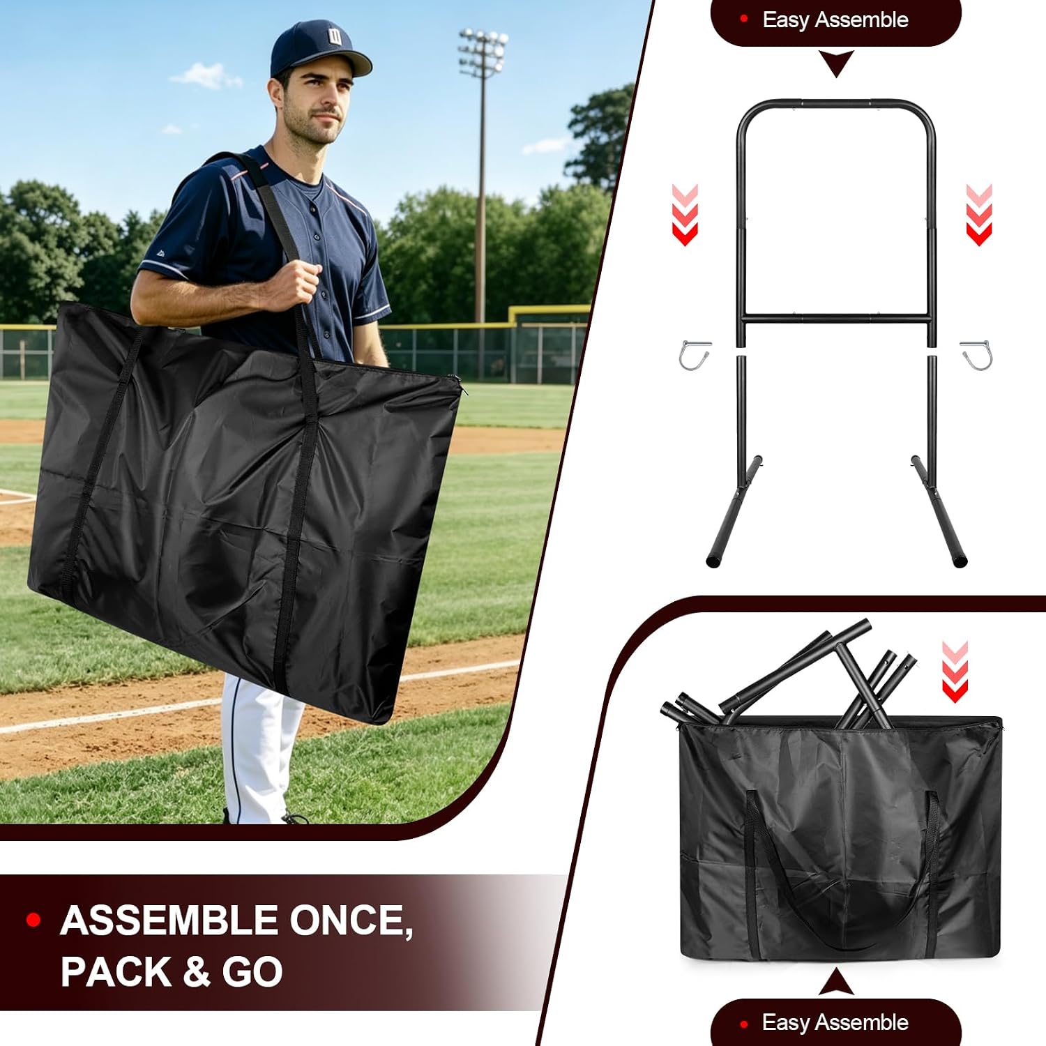 9 Hole Pitching Net with Strike Zone Target,Adjustable Heights
